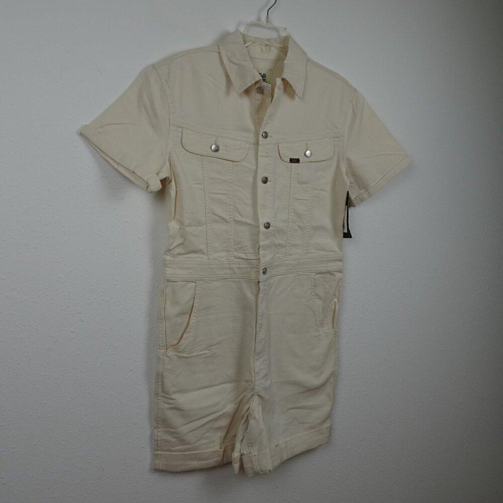 Lee Denim Romper Size S Beige Short Union Alls One Piece Jumpsuit - Picture 5 of 11